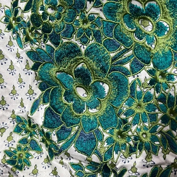 Anthropologie Tiny Editions‎ Amber floral satin embroidered bomber jacket Sz L